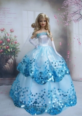Blue Sequin Ruffled Skirt Prom Barbie Doll