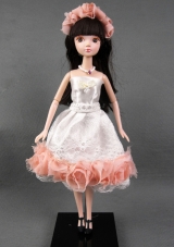 White Tulle Ruffled Lace Prom Barbie Doll Dress