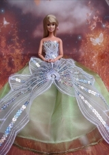 Green Sequins Prom Barbie Doll Dresses