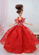 Ball Gown Red Lace Clothes for Noble Barbie