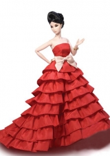 Red Ruffled Party Dress for Barbie Doll