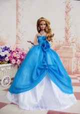 Ruffled Ball Gown Blue Dresses for Barbie Doll