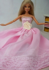 Lace Pink Barbie Doll Dress for Sweet 16