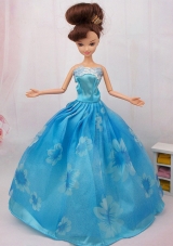 Printed Ball Gown Clothes for Barbie Doll for Prom