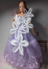 Party Clothes for Barbie Doll Lilac Hand Made Flower Tulle