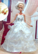 Ivory Layered Organza Wedding Dress for Noble Barbie Doll