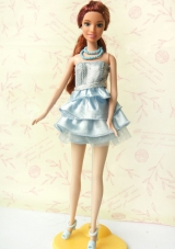 Short Party Dress With Sequin and Ruffles For Barble Doll