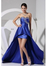 Beaded Sweetheart High-low 2013 Prom Dress Royal blue