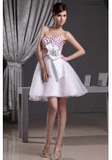 White Beaded 2013 Prom Dress Organza with Sash