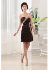 Stylish Beading Column Brown Prom Dress Mini-length