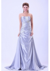 2013 Prom Dress Silver Ruching Appliques Brush