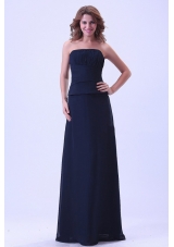 Navy Bridesmaid Dresses Ruched Floor Length