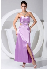 Beading Slit Sweetheart Ankle-length Lavender Prom Dress