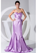 Lavender Sweetheart Bowknot Mermaid Brush Prom Dress