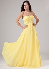Twisted Beading Long Prom Dress Empire Yellow