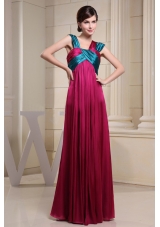 With Ruch Hot Pink Prom Evening Dress Asymmetrical Empire
