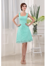 Apple Green Square Prom Dress A-Line Lace