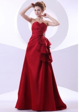 A-line Sweetheart Wine Red Prom Dress Beading