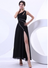 High Slit One Shoulder Prom Dress Ankle-length