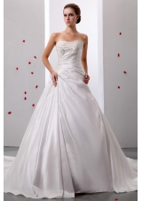 Princess Appliques and Ruch Wedding Gowns With Taffeta