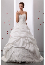 Pick-ups Sweetheart Wedding Gowns With Lace and Ruch