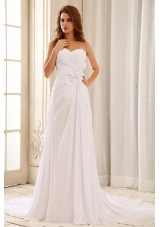 Strapless Wedding Dress With Appliques and Ruch