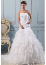 Strapless Pretty Wedding Gowns Ruffled Layered Ruchings