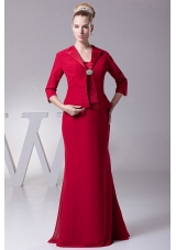 Wine Red Straps Mother Of The Bride Dress with Jacket