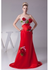 Flowers Decorate Appliques 2013 Prom Dress Customize