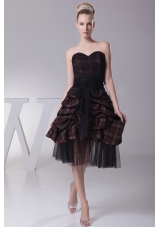 Pick-ups Sash Prom Dress Plaid fabric Tulle