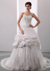 Pick-ups Sweetheart Court Train Bridal Dress Taffeta