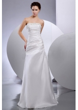 Taffeta Column Strapless Beaded Floor-length Wedding Dresses