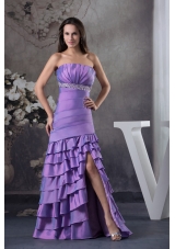 Beading and Ruffled Layers Column Strapless long 2013 Prom Dress