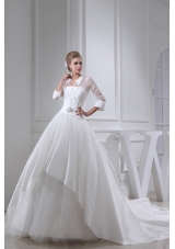 Beading Ball Gown Strapless Cathedral Train  Wedding Dress