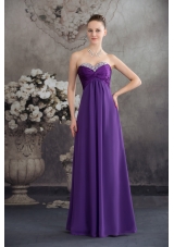 Beading Empire long Purple 2013 Prom Dress with  Sweetheart
