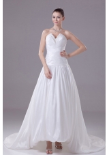 Appliques A-line / Princess Wedding Dress With Pleats Court Train