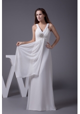 Perfect 2013 V-neck Column Long Beading Wedding Dress