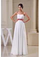 Strapless Beading Belt Chiffon Wedding Dress
