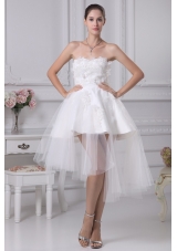 A-line Sweetheart Appliques Short Wedding Gowns with Satin and Tulle 2013