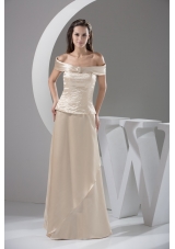 Off-the-shoulder Ivory Prom Dresses For Weddings with Beading