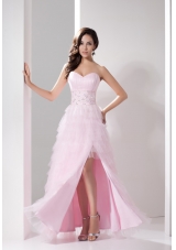 Sweetheart Prom Dress with Beadings Slit Ruffled Layers and Bowknot