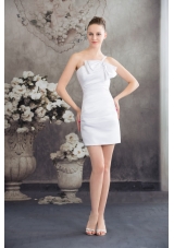 One Shoulder Column Ruching Bridal Dresses Decorated with Bowknot