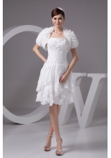 Appliqued and Ruffled Knee-length Wedding Dresses with Jacket