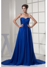Ruched Sweetheart Empire Prom Dress with Watteau Train