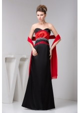 Classic Sweetheart Red and Black Floor-length Prom Dresses
