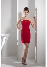 Empire Red Strapless Short Prom Dress with Cutouts
