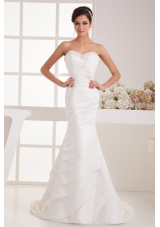 Sweetheart Tiers Wedding Dress with Beading Appliques and Ruching
