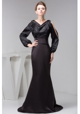 Brush Black Prom Dresses for Weddings with Long Open Sleeves