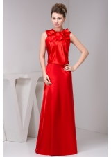 Layered High-Neck Floor-length Prom Dresses for Weddings in Red