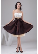 A-line Multi-color Prom Gown Dress with Bowknot and Ruching